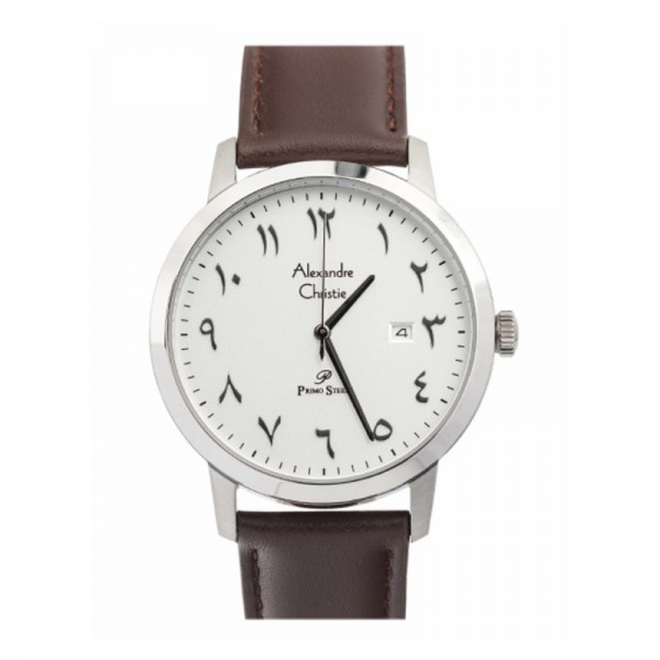 Alexandre Christie AC 1024 Silver White Leather Man MDLSSSL